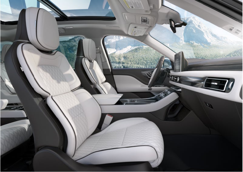 The interior of a Lincoln Aviator® Black Label model is shown in the Chalet theme | Libertyville Lincoln Sales, Inc. in Libertyville IL