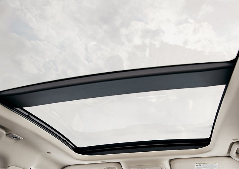 The available panoramic Vista Roof® is shown from inside a 2023 Lincoln Corsair® SUV. | Libertyville Lincoln Sales, Inc. in Libertyville IL