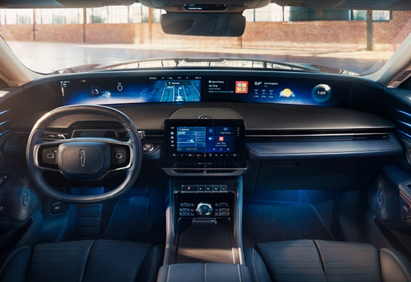 A large panoramic display is shown on the dashboard of a 2024 Lincoln Nautilus® SUV | Libertyville Lincoln Sales, Inc. in Libertyville IL