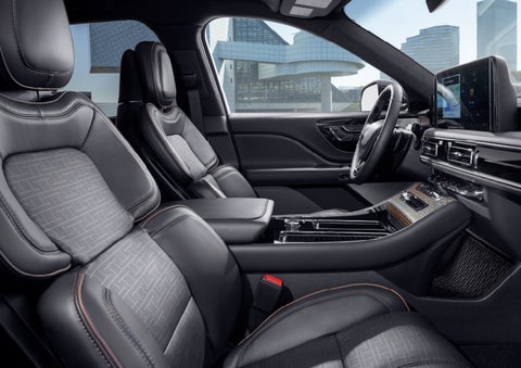 The interior of the 2025 Lincoln Aviator® SUV is shown with sleek black accents. | Libertyville Lincoln Sales, Inc. in Libertyville IL