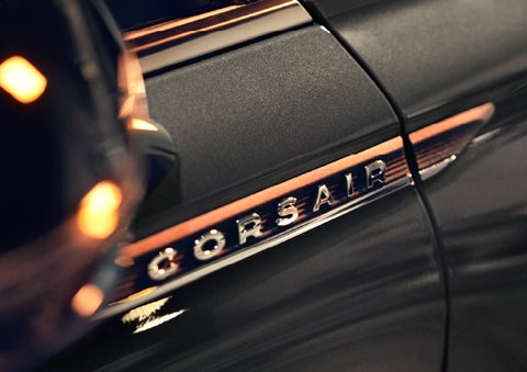 The stylish chrome badge reading “CORSAIR” is shown on the exterior of the vehicle. | Libertyville Lincoln Sales, Inc. in Libertyville IL